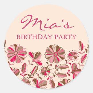 Roze & Bruine Bloemige Uitbarsting Sticker
