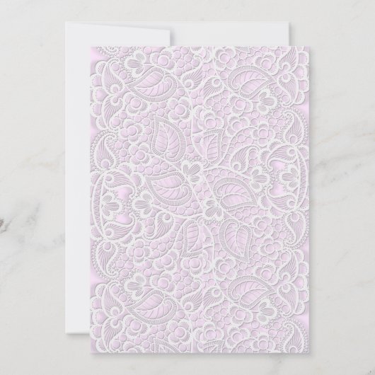  roze bruine bruiloft met  kant kaart (Achterkant)