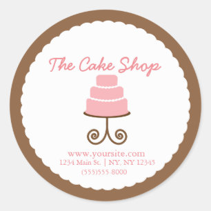 Roze & Bruine Cake Bakkerij Zakelijke Behandel Fav Ronde Sticker