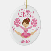 Roze Bruine Cheerleader Gepersonaliseerd Ornament (Rechts)