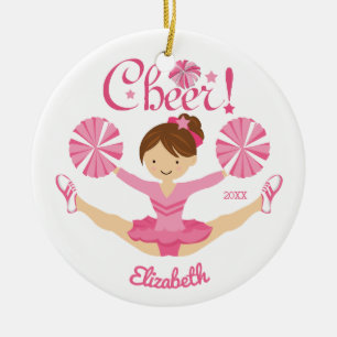 Roze Bruine Cheerleader Gepersonaliseerd Ornament