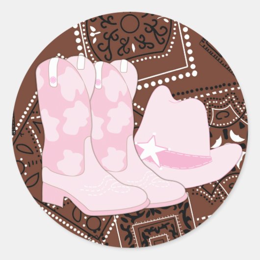 Roze Bruine Cowgirl Stickers (Voorkant)