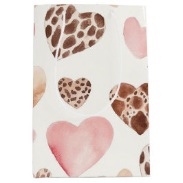Roze Bruine Crème Luipaard Dierenharten Verjaardag Medium Cadeauzakje