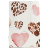 Roze Bruine Crème Luipaard Dierenharten Verjaardag Medium Cadeauzakje (Achterkant)