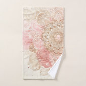 Roze Bruine Crème Mandala Boheemse Boho Mode Bad Handdoek (Handdoek)