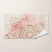 Roze Bruine Crème Mandala Boheemse Boho Mode Bad Handdoek (Handdoek)