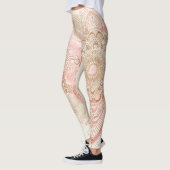 Roze Bruine Crème Mandala Boheemse Boho Mode Leggings (Links)