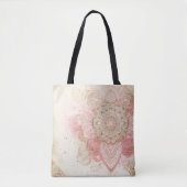 Roze Bruine Crème Mandala Boheemse Boho Mode Tote Bag (Voorkant)