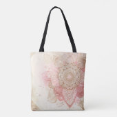 Roze Bruine Crème Mandala Boheemse Boho Mode Tote Bag (Achterkant)