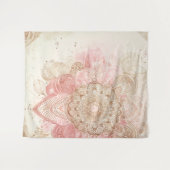 Roze Bruine Crème Mandala Boheemse Boho Mode Wandkleed (Voorkant (horizontaal))