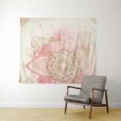 Roze Bruine Crème Mandala Boheemse Boho Mode Wandkleed (In Situ (horizontaal))