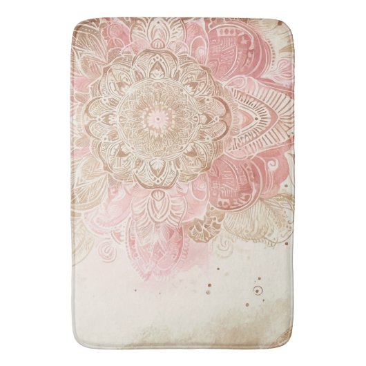 Roze bruine crème Mandala Bohemian Boho Mode Badmat (Voorkant Verticaal)