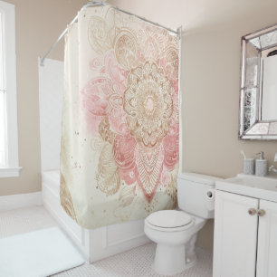Roze bruine crème Mandala Bohemian Boho Mode Douchegordijn