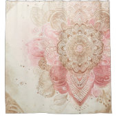 Roze bruine crème Mandala Bohemian Boho Mode Douchegordijn (Voorkant)