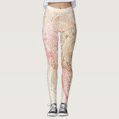 Roze bruine crème Mandala Bohemian Boho Mode Leggings (Voorkant)