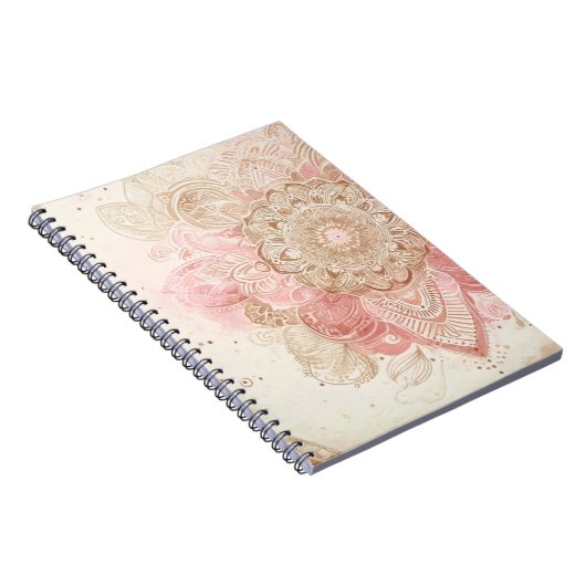 Roze bruine crème Mandala Bohemian Boho Mode Notitieboek (Rechterzijde)