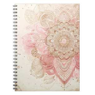 Roze bruine crème Mandala Bohemian Boho Mode Notitieboek