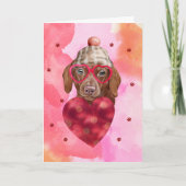 Roze bruine dachshund Valentijnsdag Gift Dog Kaart (Voorkant)