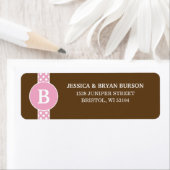Roze/Bruine Dainty Stippen Aangepaste Monogrammed Etiket (Insitu)