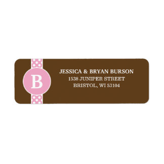 Roze/Bruine Dainty Stippen Aangepaste Monogrammed Etiket