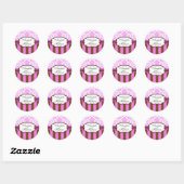 Roze bruine Damask Stripe Wedding Sticker (Vel)