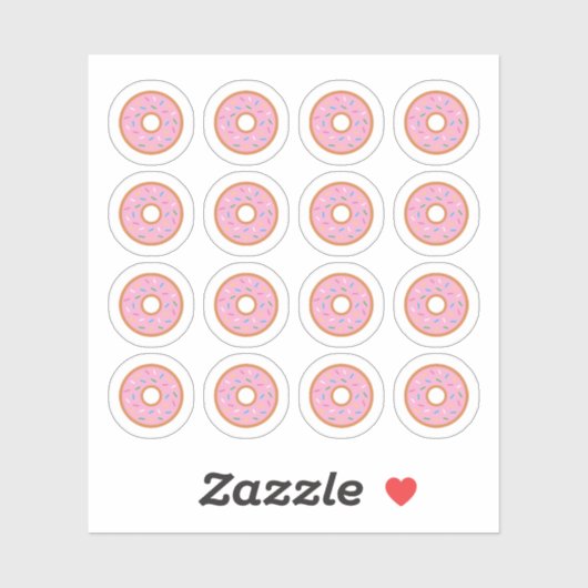 Roze bruine donuts kleurrijke sprinkhaan voedselpa sticker (Vel)
