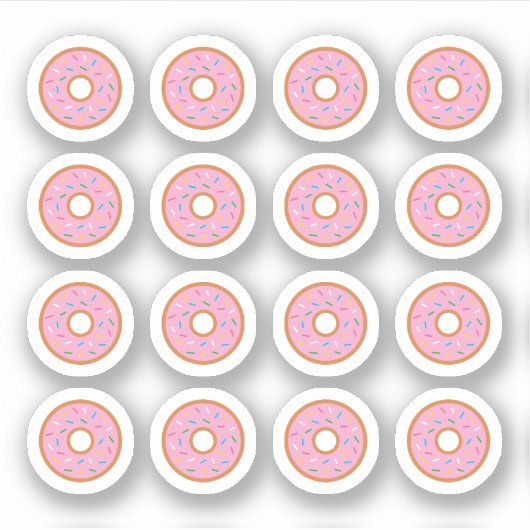Roze bruine donuts kleurrijke sprinkhaan voedselpa sticker (Voorkant)