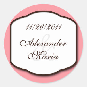 Roze bruine en witte enveloppen ronde sticker
