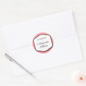 Roze bruine en witte enveloppen ronde sticker (Envelop)