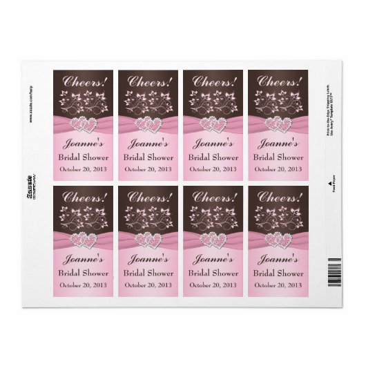 Roze, bruine flesetiket etiket (Full Sheet)