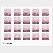 Roze, bruine Floral, hartenbruiloft voor Sticker (Vel)