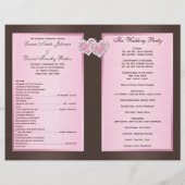 Roze, bruine Floral, Hearts Wedding Programme (Achterkant)