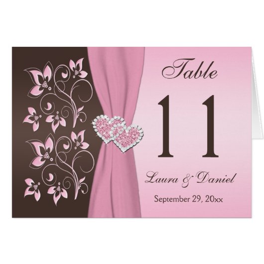 Roze, bruine Floral met hartslag (Voorkant Horizontaal)