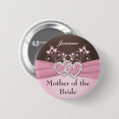 Roze, bruine Floral moeder van de Bride Pin Ronde Button 5,7 Cm (Voorkant /achterkant)