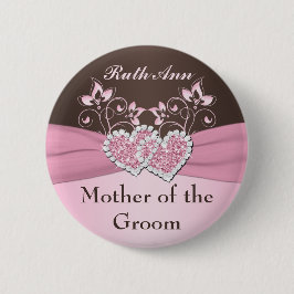 Roze, bruine Floral-moeder van de Groom Pin Ronde Button 5,7 Cm