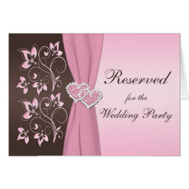 Roze, bruine Floral verbonden hartkaart