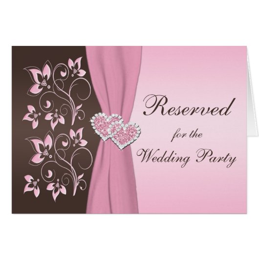 Roze, bruine Floral verbonden hartkaart (Voorkant Horizontaal)