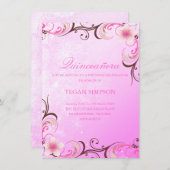 Roze/Bruine Frangipani Quinceañera Verjaardag Uitn Kaart (Voorkant / Achterkant)