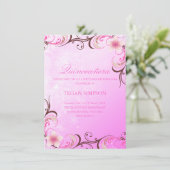 Roze/Bruine Frangipani Quinceañera Verjaardag Uitn Kaart (Staand voorkant)