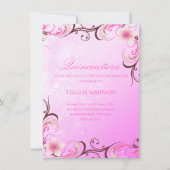 Roze/Bruine Frangipani Quinceañera Verjaardag Uitn Kaart (Voorkant)