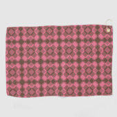 Roze Bruine Geruite Argyle Patroon Golfhanddoek (Horizontaal)