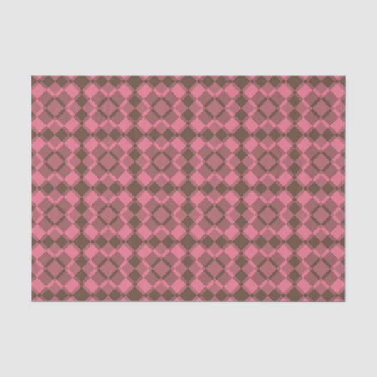 Roze Bruine Geruite Argyle Patroon Tissuepapier (Voorkant)