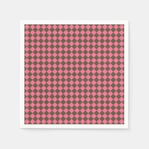 Roze bruine geruite diamantpatroon papieren servet