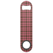 Roze Bruine Geruite Patroon Speed Flessenopener (Achterkant)