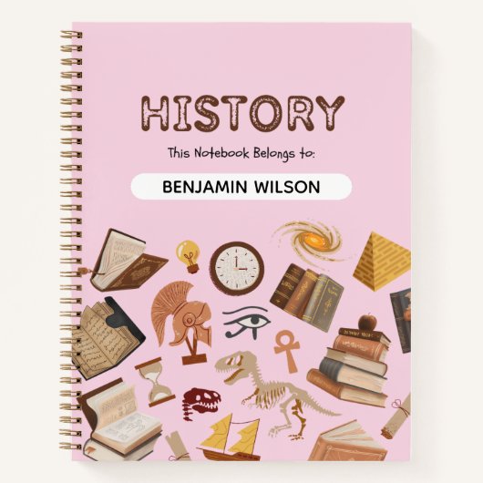 Roze & Bruine Geschiedenis Spiral Notitieboek – Aa (Voorkant)