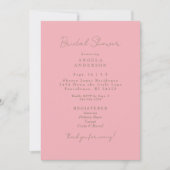 Roze & Bruine Gingham Bruiloftsborrel Kaart (Voorkant)