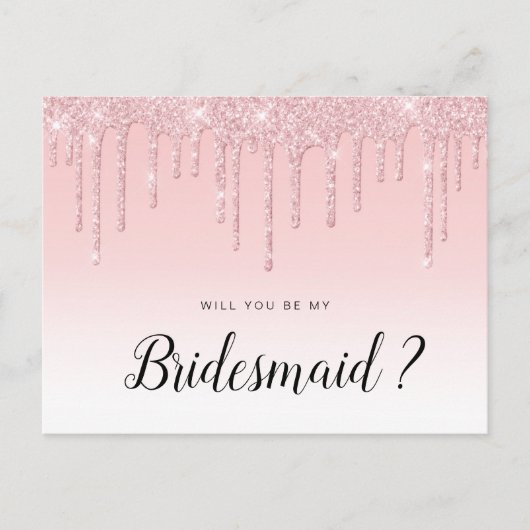 Roze bruine glitter zal je mijn Bridesmaid-kaart z Uitnodiging Briefkaart (Voorkant)