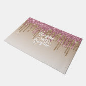 Roze & Bruine Glitterdruppels | Thuis Sweet Thuis Deurmat (Schuin)