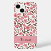 Roze Bruine Gouden Waterverf Wilde Bloem Naam Case-Mate iPhone Case (Achterkant)