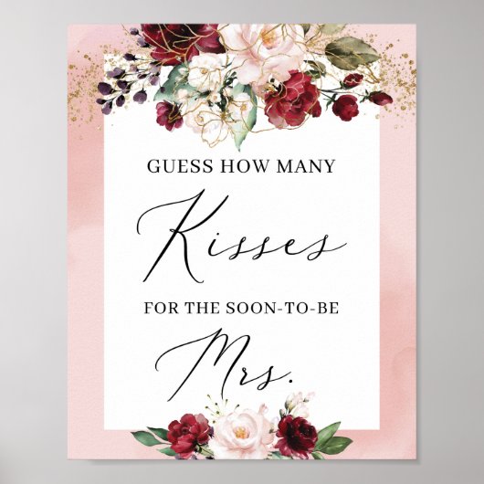 Roze bruine goudfloral hoeveel kussens er zijn poster (Voorkant)